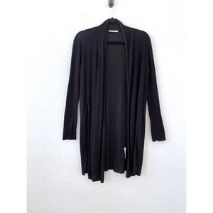 MM Lafleur Long Sleeve Black Lightweight Cardigan Side Slits‎ Cotton Size Medium